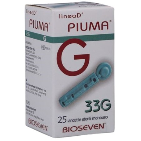 Bioseven Linea D Piuma lancette pungidito gauge 33 25 pezzi Bioseven Linea D Piuma lancette pungidito gauge 33 25 pezzi