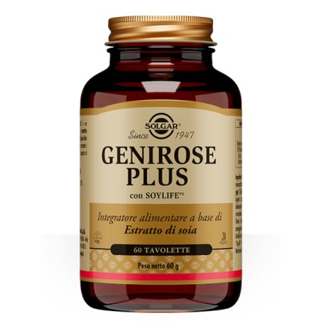 Solgar Genirose Plus integratore di isoflavoni della soia 60 tavolette Solgar Genirose Plus integratore di isoflavoni della soia 60 tavolette
