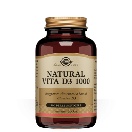 Solgar Natural Vita D3 1000 - Integratore a base di vitamina D3 100 perle
