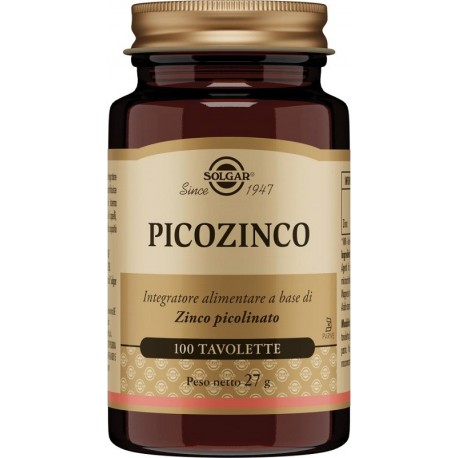 Solgar Picozinco 100 tavolette - Integratore di zinco per capelli, pelle e unghie