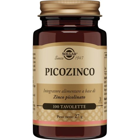 Solgar Picozinco 100 tavolette-Integratore per capelli, pelle e unghie Solgar Picozinco 100 tavolette-Integratore per capelli, pelle e unghie