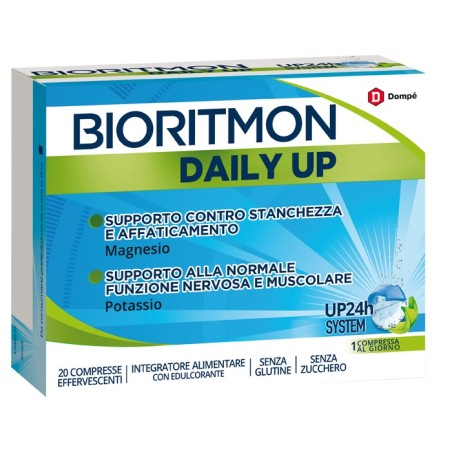Dompè Bioritmon Daily Up integratore con magnesio e potassio 20 compresse senza zucchero Dompè Bioritmon Daily Up integratore con magnesio e potassio 20 compresse senza zucchero