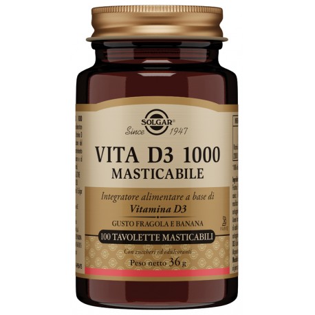 Solgar Vita D3 1000 - Integratore di vitamina D3 100 tavolette