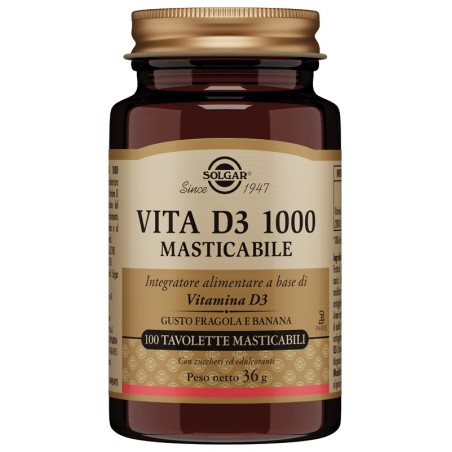 Solgar Vita D3 1000 - Integratore di vitamina D3 100 tavolette Solgar Vita D3 1000 - Integratore di vitamina D3 100 tavolette