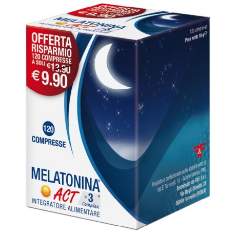 F&f Melatonina Act 1mg +3 Complex integratore per dormire meglio 120 compresse