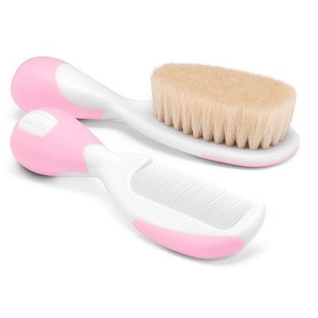 Chicco Spazzola + Pettine Rosa per pettinare i primi capelli dei bambini Chicco Spazzola + Pettine Rosa per pettinare i primi capelli dei bambini