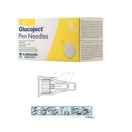 Glucojet Aghi per penne da insulina 5 mm x 31 G 100 pezzi Glucojet Aghi per penne da insulina 5 mm x 31 G 100 pezzi