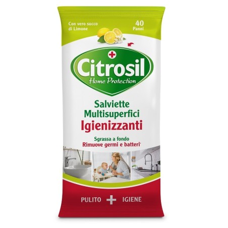 Citrosil Salviette igienizzanti al limone per superifici 40 panni Citrosil Salviette igienizzanti al limone per superifici 40 panni