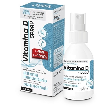 Paladin Pharma Sanavita Vitamina D Spray per ossa e sistema immunitario 20 ml Paladin Pharma Sanavita Vitamina D Spray per ossa e sistema immunitario 20 ml