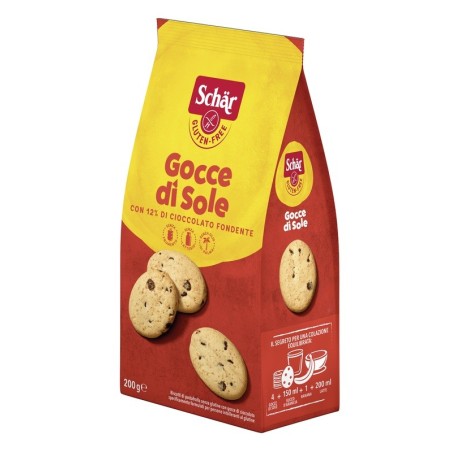 Schar Gocce Di Sole Biscotti con pepite di cioccolato fondente senza glutine 200 g Schar Gocce Di Sole Biscotti con pepite di cioccolato fondente senza glutine 200 g