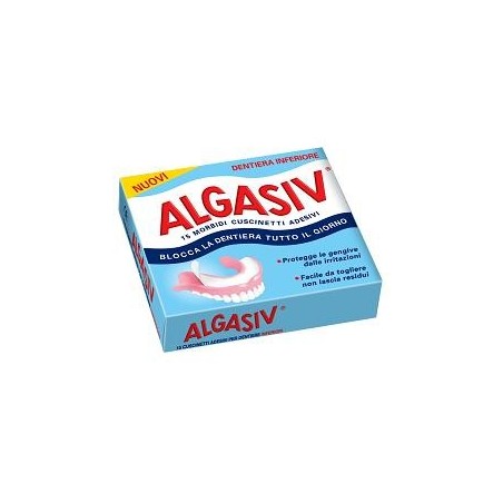 Algasiv 15 cuscinetti adesivi morbidi per dentiera inferiore Algasiv 15 cuscinetti adesivi morbidi per dentiera inferiore