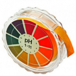 Confezione contenente 1 KIT di Cartine Tornasole Universali pH 1‑11 in rotolo largo 7mm e lungo 5 m.