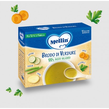 Mellin Brodo di verdure da verdure selezionate per bambini 10 x 8 g