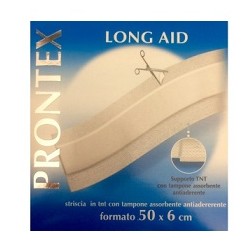 Safety Prontex Long Aid Striscia in TNT con tampone assorbente antiaderente 50 x 6 cm