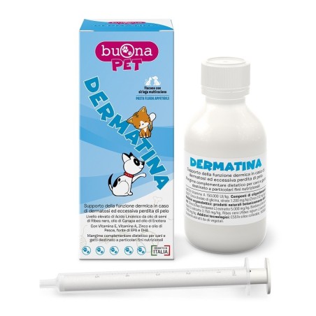 Buonapet Dermatina integratore per dermatosi e perdita di pelo di cani e gattti 90 g Buonapet Dermatina integratore per dermatosi e perdita di pelo di cani e gattti 90 g