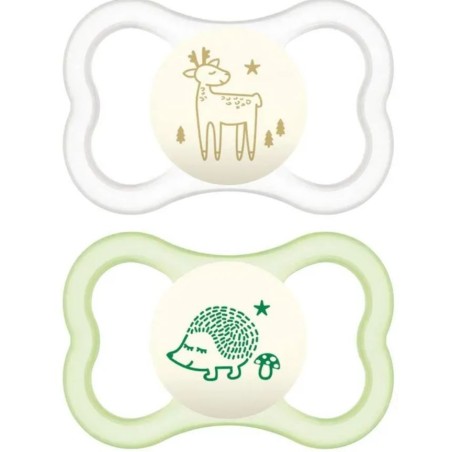Mam Air Night Succhietto 6+ mesi in silicone luminoso colore neutro 2 pezzi Mam Air Night Succhietto 6+ mesi in silicone luminoso colore neutro 2 pezzi