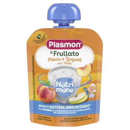 Plasmon il Frullato Pesca e Yogurt con Mela merenda per bambini dai 6 mesi 85 g Plasmon il Frullato Pesca e Yogurt con Mela merenda per bambini dai 6 mesi 85 g