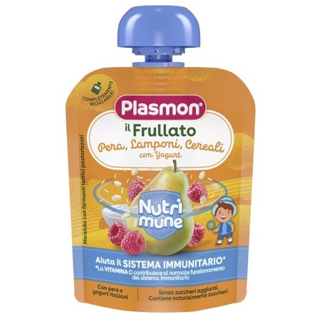 Plasmon il Frullato Pera Lamponi Cereali con Yogurt merenda per bambini con vitamina C 85 g Plasmon il Frullato Pera Lamponi Cereali con Yogurt merenda per bambini con vitamina C 85 g