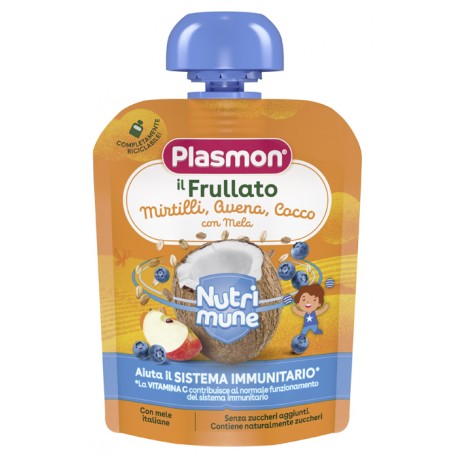 Plasmon Nutri Mune il Frullato Mirtilli, Avena, Cocco con Mela per bambini 85 g