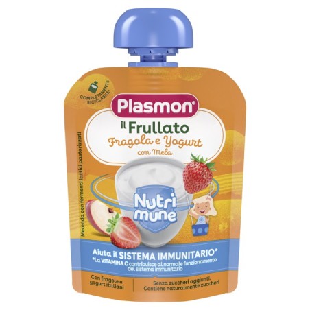 Plasmon Nutrimune il Frullato Fragola e Yogurt con Mela bimbi dai 6 mesi 85 g Plasmon Nutrimune il Frullato Fragola e Yogurt con Mela bimbi dai 6 mesi 85 g