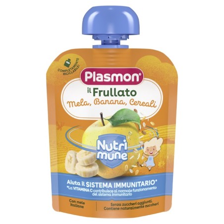 Plasmon Nutrimune il Frullato Mela, Banana, Cereali merenda pastorizzata per bambini 85 g Plasmon Nutrimune il Frullato Mela, Banana, Cereali merenda pastorizzata per bambini 85 g
