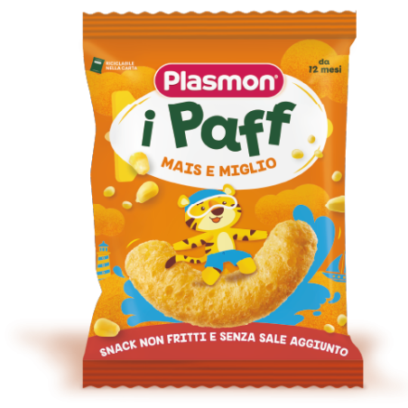 Plasmon Paff Mais Miglio snack non fritti e senza sale aggiunto da 12 mesi 15 g Plasmon Paff Mais Miglio snack non fritti e senza sale aggiunto da 12 mesi 15 g