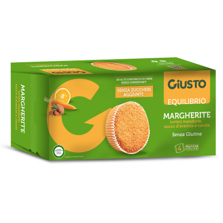 Giusto Equilibrio Margherite tortini senza glutine con mandorle arancia carote 180 g Giusto Equilibrio Margherite tortini senza glutine con mandorle arancia carote 180 g