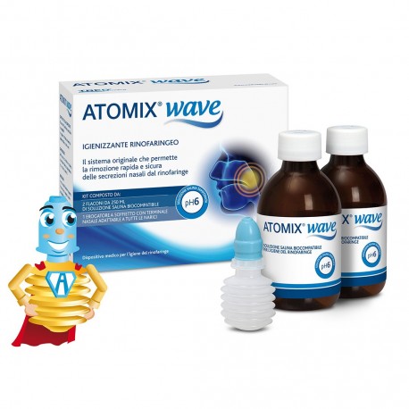 Atomix Wave igienizzante innovativo per l’igiene del rinofaringe soluzione salina 4 x 250 ml