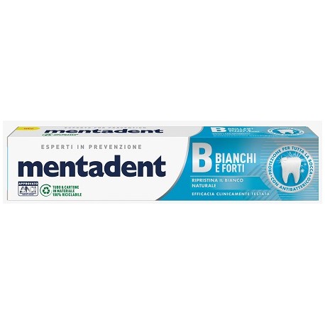 Mentadent Bianchi e Forti dentifricio ripristina il bianco naturale dei denti 75 ml