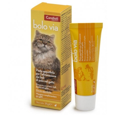 Candioli Bolo Via integratore per eliminare e prevenire la formazione dei boli di pelo del gatto 100 g