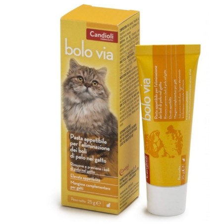 Candioli Bolo Via integratore per eliminare e prevenire la formazione dei boli di pelo del gatto 100 g Candioli Bolo Via integratore per eliminare e prevenire la formazione dei boli di pelo del gatto 100 g