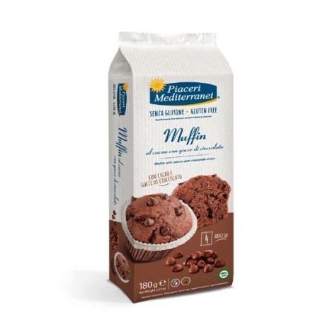 Piaceri Mediterranei Muffin senza glutine al cacao con gocce di cioccolato 180 g Piaceri Mediterranei Muffin senza glutine al cacao con gocce di cioccolato 180 g