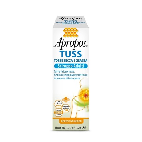 Apropos Tuss Sciroppo adulti per tosse secca e grassa 150 ml Apropos Tuss Sciroppo adulti per tosse secca e grassa 150 ml