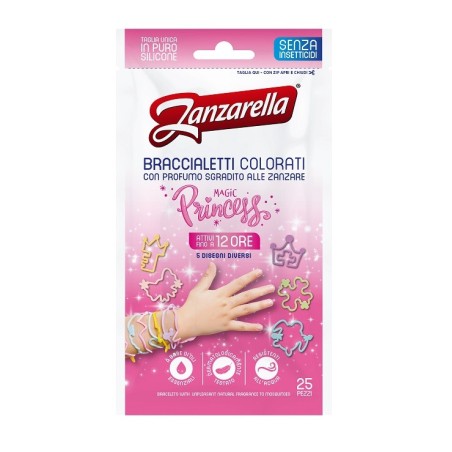 Zanzarella Braccialetti Magic Princess profumati contro le zanzare 25 pezzi Zanzarella Braccialetti Magic Princess profumati contro le zanzare 25 pezzi