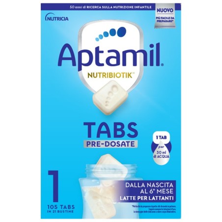 Aptamil Tabs 1 pre-dosate formula per lattanti dalla nascita 21 bustine Aptamil Tabs 1 pre-dosate formula per lattanti dalla nascita 21 bustine
