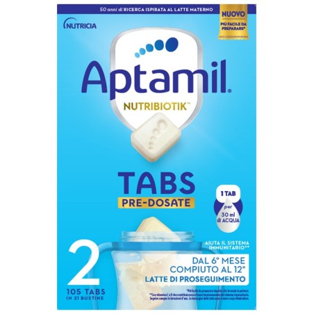 Aptamil Tabs 2 pre-dosate latte di proseguimento dai 6 ai 12 mesi 21 bustine Aptamil Tabs 2 pre-dosate latte di proseguimento dai 6 ai 12 mesi 21 bustine