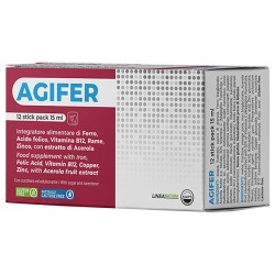Agips Farmaceutici Agifer Integratore di Ferro, Vitamine e Minerali 12 stick 15 ml
