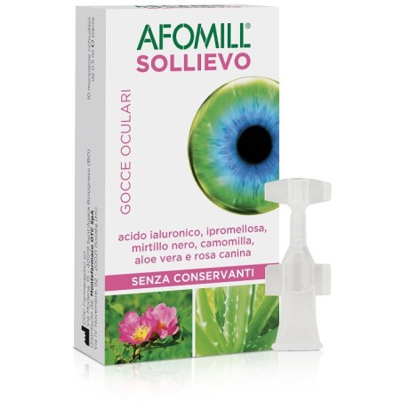 Afomill Sollievo Gocce oculari idratanti e lubrificanti per occhi secchi e affaticati 10 fiale da 0,5 ml Afomill Sollievo Gocce oculari idratanti e lubrificanti per occhi secchi e affaticati 10 fiale da 0,5 ml