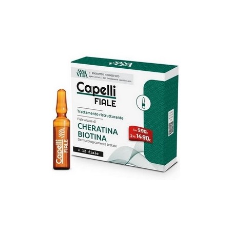 Sanavita Capelli fiale con cheratina e biotina ristrutturante per capelli 12 fiale Sanavita Capelli fiale con cheratina e biotina ristrutturante per capelli 12 fiale