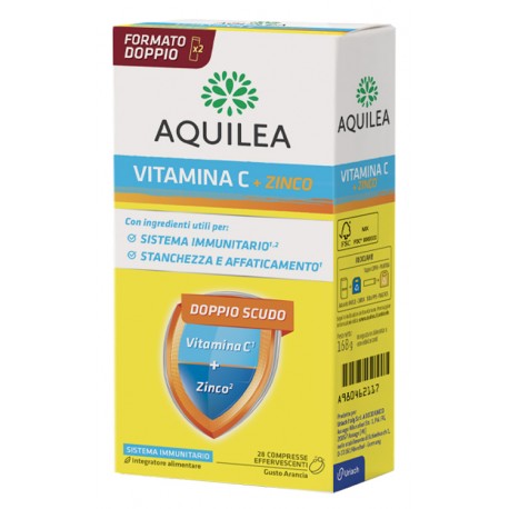 Aquilea Vitamina C + Zinco per stanchezza 28 compresse effervescenti gusto arancia