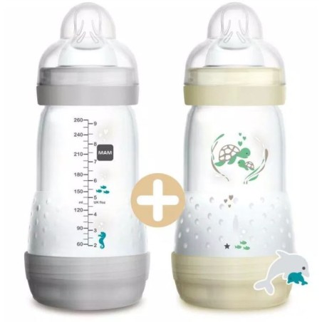 Mam Biberon Easy Start con tettarella in silicone colore neutro confezione doppia Mam Biberon Easy Start con tettarella in silicone colore neutro confezione doppia