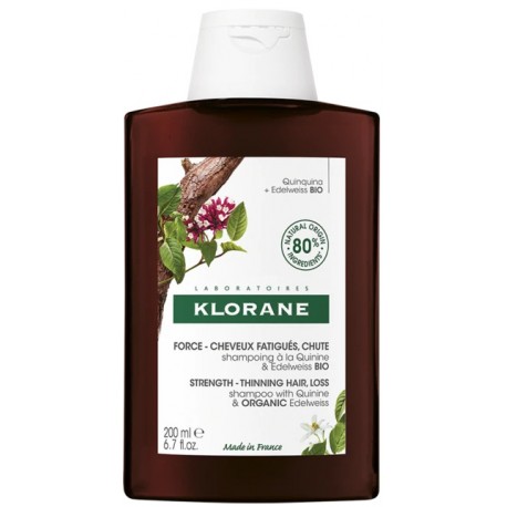 Klorane Shampoo alla Chinina e Stella alpina stimolante anticaduta per capelli privi di tono 200 ml