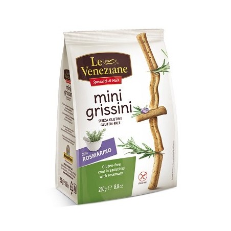 Molino Di Ferro Le Veneziane Mini Grissini al rosmarino senza glutine 250 g Molino Di Ferro Le Veneziane Mini Grissini al rosmarino senza glutine 250 g