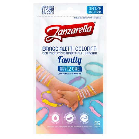 Zanzarella Family Braccialetti contro le zanzare per adulti e bambini 25 pezzi