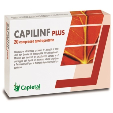 Capilinf Plus integratore drenante per la circolazione 20 compresse Capilinf Plus integratore drenante per la circolazione 20 compresse