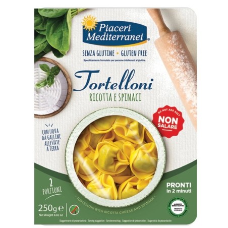 Piaceri Mediterranei Tortelloni ricotta e spinaci senza glutine pronti in 2 minuti 250 g Piaceri Mediterranei Tortelloni ricotta e spinaci senza glutine pronti in 2 minuti 250 g