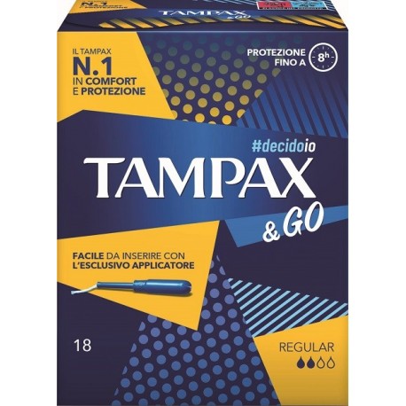 Tampax & Go Regular Assorbenti Interni con Applicatore 18 Pezzi