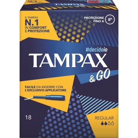 Tampax & Go Regular Assorbenti Interni con Applicatore 18 Pezzi Tampax & Go Regular Assorbenti Interni con Applicatore 18 Pezzi