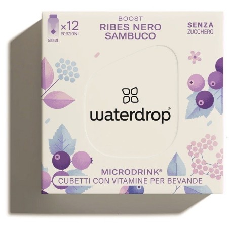 Waterdrop Microdrink Boost Cubetti con Vitamine per Bevande Ribes Nero e Sambuco 12 Pezzi Waterdrop Microdrink Boost Cubetti con Vitamine per Bevande Ribes Nero e Sambuco 12 Pezzi