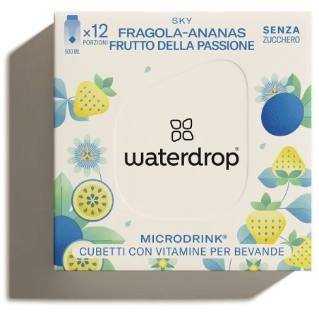 Waterdrop Microdrink Sky Aroma Fragola Ananas e Frutto della Passione 12 Cubetti Aromatizzati Waterdrop Microdrink Sky Aroma Fragola Ananas e Frutto della Passione 12 Cubetti Aromatizzati